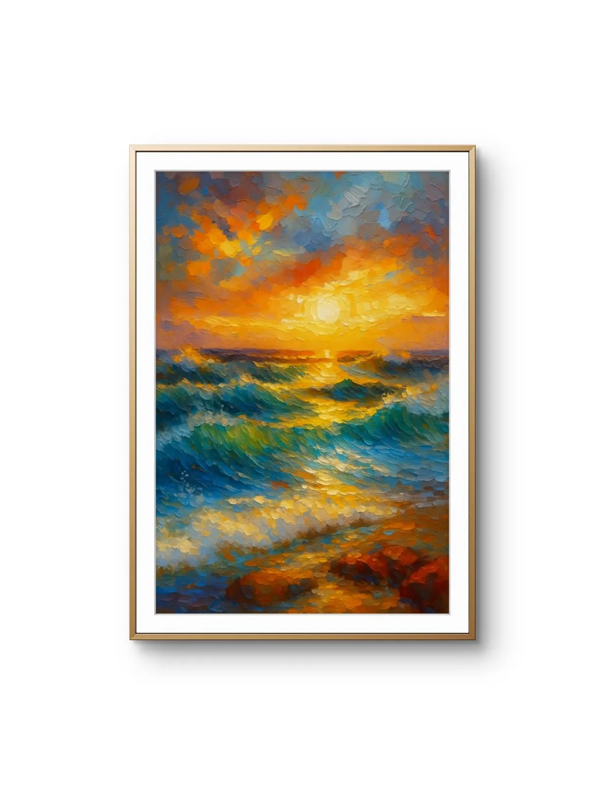 Elena Aureli - Sunset Over the Ocean — Mídia mista impressão de arte por Elena Aureli