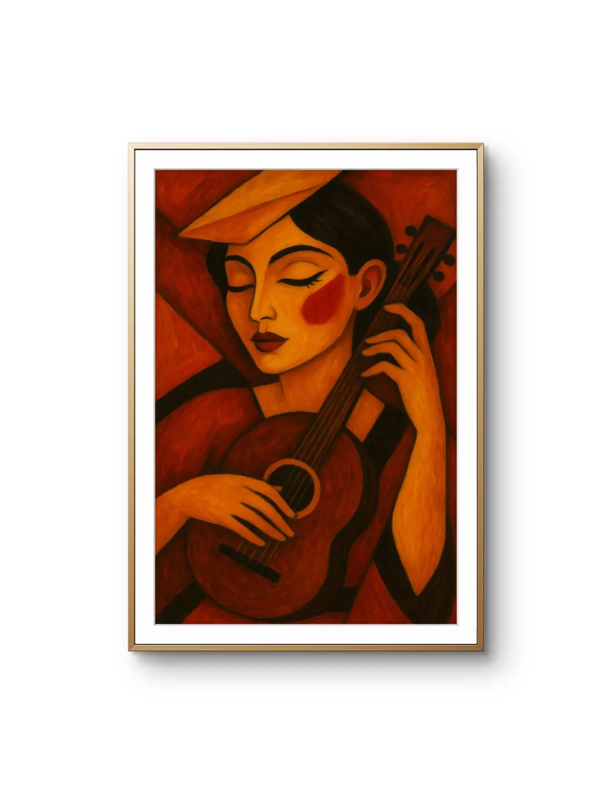 Elena Aureli - The Guitarist in Warm Tones — Mídia mista impressão de arte por Elena Aureli