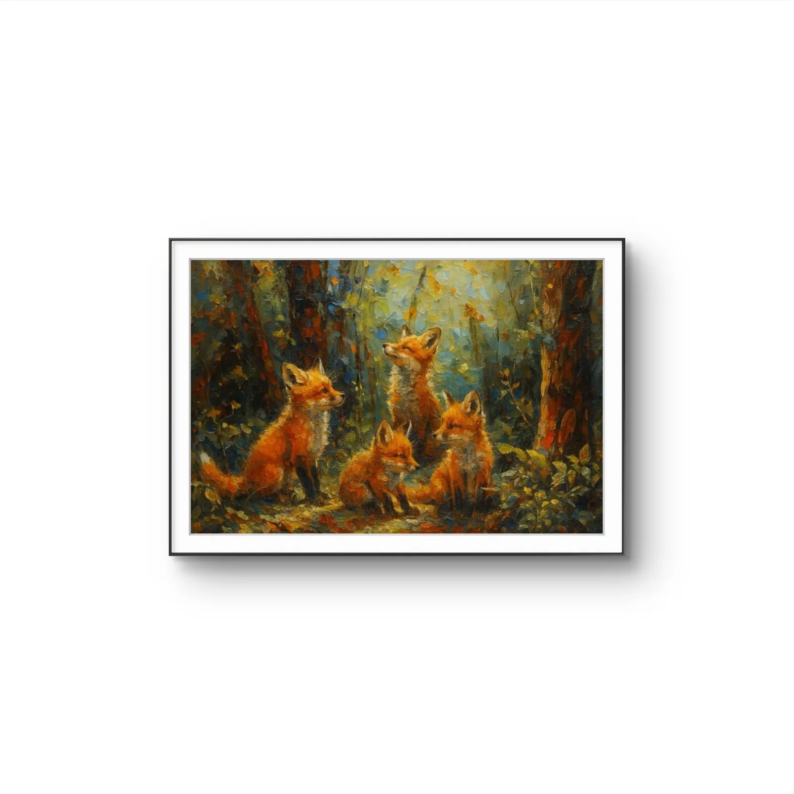 Henri des Bois - The Fox Family — Mídia mista impressão de arte por Henri des Bois