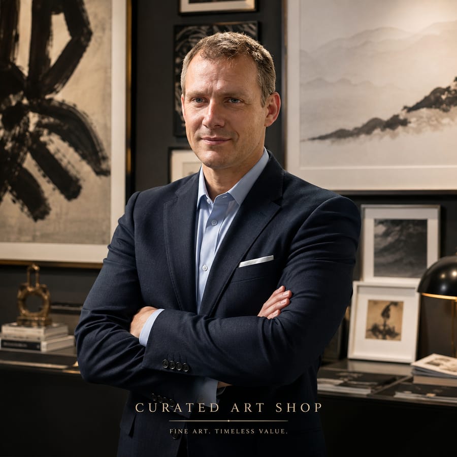 Alexander van der Meer, fundador da ArtMarket, no ateliê.